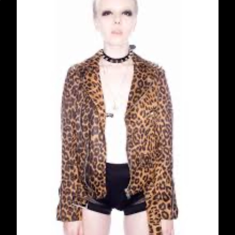 Leopard UNIF spiked moto jacket